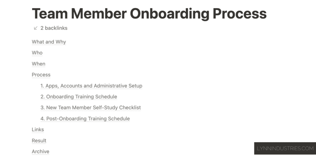 Team Onboarding Process in Notion
